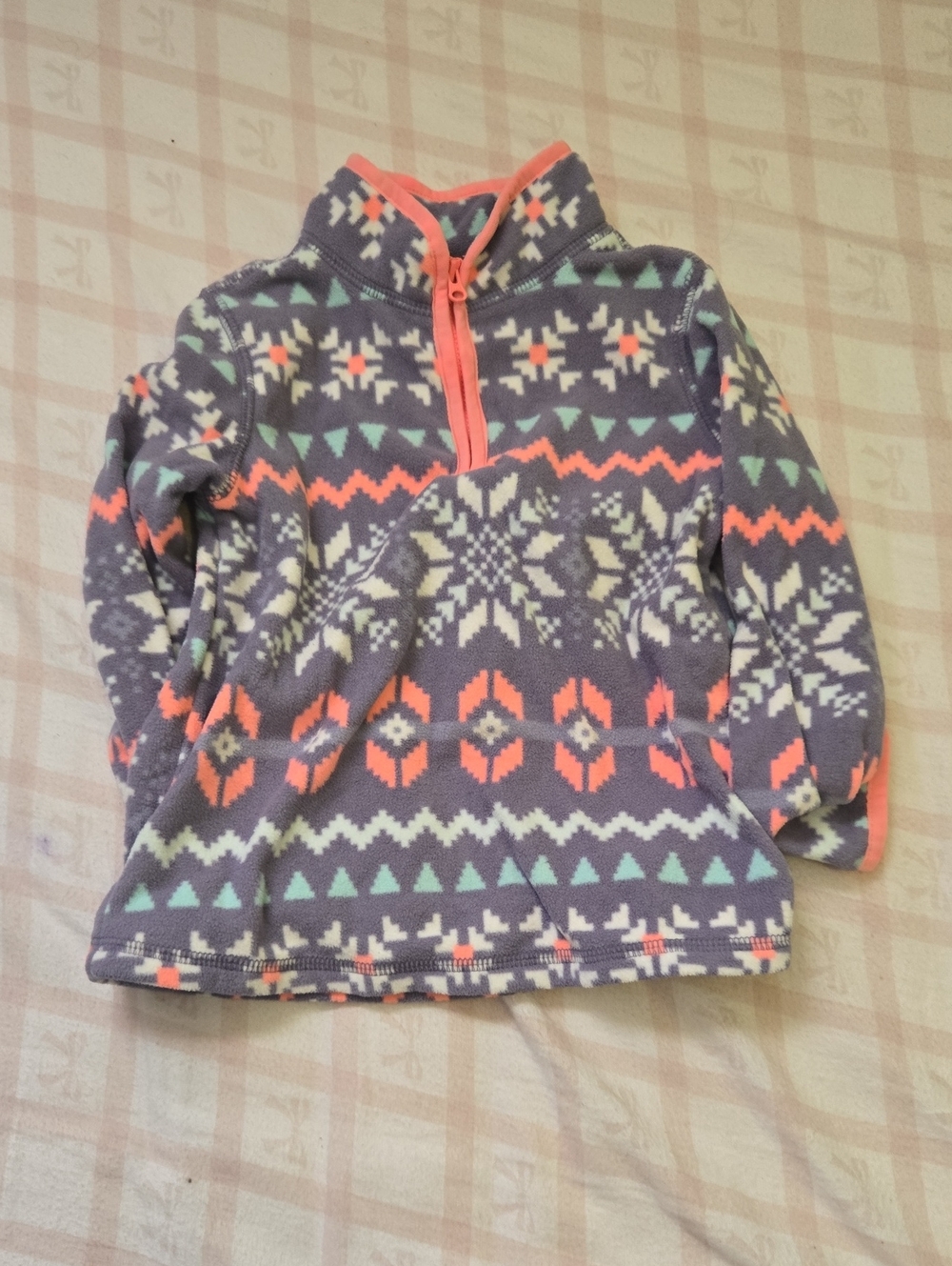 Kids' Fleece Half-Zip Pullover - Purple Geo Print